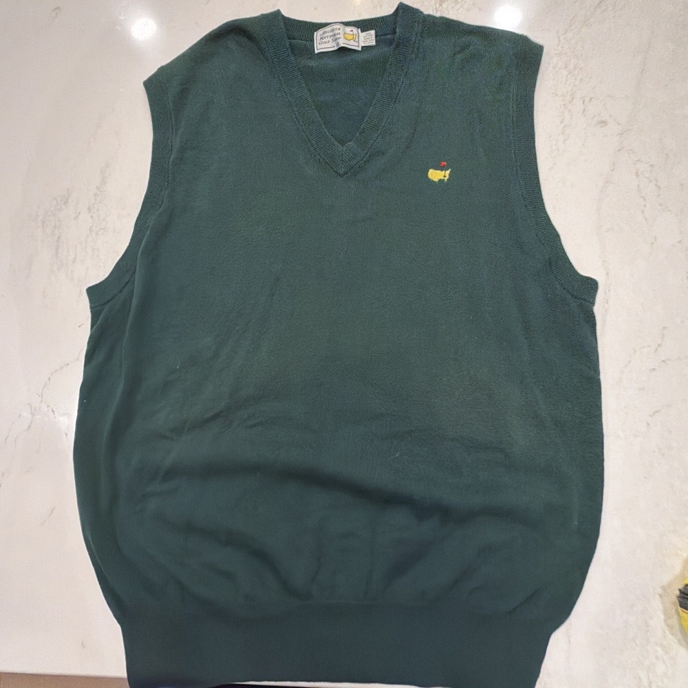 Vintage The Masters Augusta National Golf Shop Cotton Sweater Vest XL green
